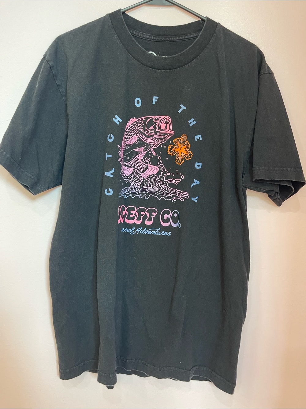 Neff Black Short-Sleeve Tee with White Logo Print